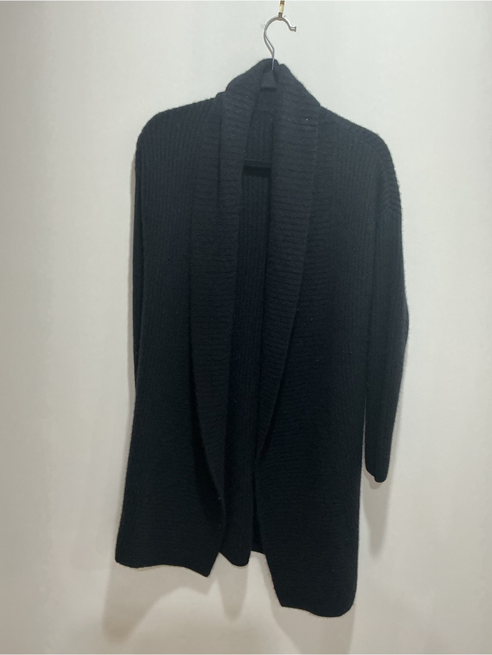 Halogen Black Open-Front Shawl Collar cashmere Cardigan size S/M